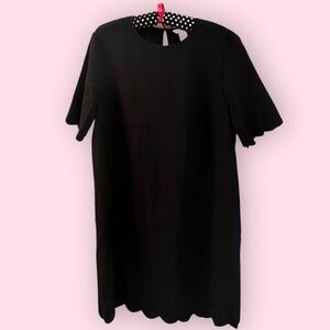 H&M Black Scalloped Hem Dress sz L new